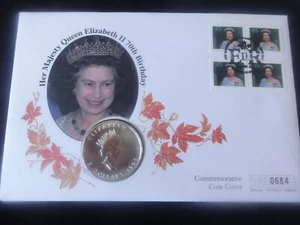 1996 CANADA 1oz 9999 FINE SILVER $5 COIN COVER QUEEN 70th BIRTHDAY PNC - Picture 1 of 4