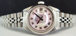 ROLEX Ladies 18kt White Gold & SS DateJust MOP Deco Roman Dial 79174 SANT BLANC - Picture 1 of 6