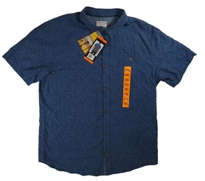Hang Ten Men's Short Sleeve Shirt Button Down Blue XXL 55% Linen 45% Cotton - Picture 1 of 12