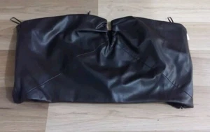 Zara Dark Brown Bandeau Faux Leather Crop Top Size Xl - Picture 1 of 5