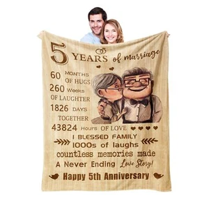 5 Year Anniversary Blanket Gifts for Wife/Her 5 Year Marriage Anniversary Bla... - Picture 1 of 7