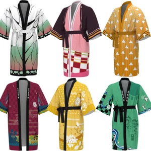 Demon Slayer Bathrobe Pajamas Cosplay Kamado Tanjirou Nezuko Sleepwear Nightwear - Picture 1 of 19