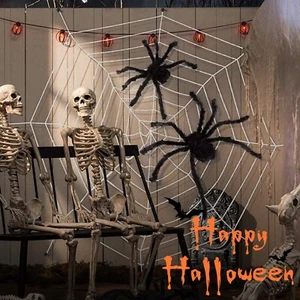 Telaraña grande de Halloween con araña gigante - aterradora decoración de telaraña interior exterior - Imagen 1 de 19