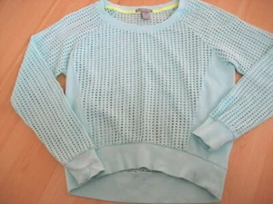 NEW Girls S 12 Aqua Blue Mesh PULLOVER TOP SWEATER SWEATSHIRT Active TOP For 21 - Picture 1 of 7