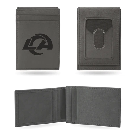 NFL LOS ANGELES RAMS WALLET GRAY FRONT POCKET LASER ENGRAVED Cover