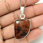 Mothers Day Gift Natural Mahogany Obsidian Pendant Ethnic 925 Silver M20
