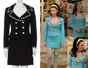 Moschino Couture Rose BUD Black White Skirt Suit Set US 10 NANNY FRAN DRESCHER - Picture 1 of 19