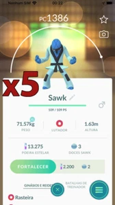 ¡Paquete de 5 Pokémon Sawk!! ¡Buena oportunidad de suerte y buenos IV!! Go - Imagen 1 de 1