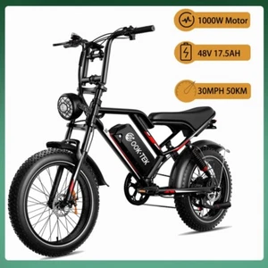Electric Bike S8 1000W 30MPH 20'' Fat Tire E Bike 48V 17.5AH Shock Absorption - Picture 1 of 7