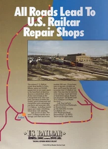 Pintura de taller de reparación de vagones de Estados Unidos 1991 anuncio impreso mantenimiento reconstrucción taller de ruedas - Imagen 1 de 1