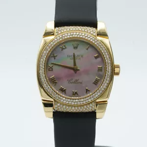 ROLEX CELLINI DAMEN UHR 6311 QUARZ 26MM VINTAGE 18K 750 GOLD MOP BRILLIANTEN - Bild 1 von 14