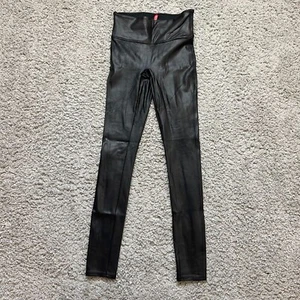 Spanx Faux Leather Shiny Leggings Black High Waist SIze XS - Picture 1 of 6