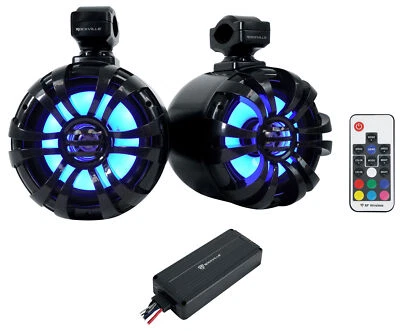 (2) Rockville 6.5" LED Black Tower Speakers+Bluetooth Amplifier For ATV/UTV/RZR - Image 1 of 4
