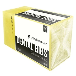 50 baberos dentales desechables amarillos, bandeja para tatuajes, fundas de papel para silla de uñas - Imagen 1 de 13