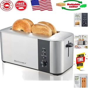 4-Slice Extra Large Toaster with Reheat & Defrost Functions in Stylish Steel - Picture 1 of 9