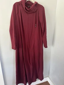 Soft Surroundings Womens XL Burgundy Fleece Long Sleeve Cowl Neck Maxi Dress - Picture 1 of 9