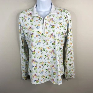 San Soleil Golf Tennis Pickleball UV 50 Top Small Quarter Zip Floral Cooling - Bild 1 von 8