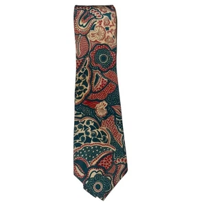 Stanley Blacker Men's Necktie Teal Red Beige Floral Paisley Silk Blend A20Q - Picture 1 of 3