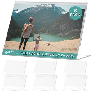 pbf 7x5 Acrylic Sign Holder | 7 x 5 Horizontal Stand Up Slanted Sign Holder |... - Picture 1 of 6