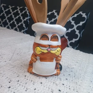 De Colección Enesco Garfield Chef Gato Soporte Utensilios Cerámica Años 80 Raro Japón Coleccionable - Imagen 1 de 8