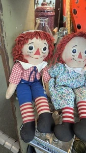Bambola vintage Raggedy Ann e musicale Andy Knickerbocker in vestiti originali - Foto 1 di 9