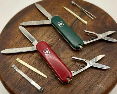 2 VICTORINOX Red/Green Swiss Army Knife Switzerland 1 Rostrei Both Vintage - Image 1 of 4
