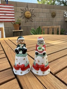 NUEVO Campana de Cena Perro Gato Campana Adornos Cerámica Navidad - Imagen 1 de 11