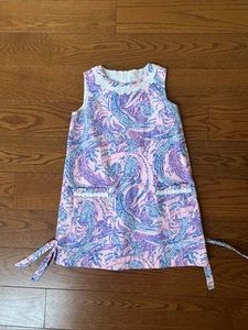 Lilly Pulitzer 6 LITTLE CLASSIC SHIFT Dress Coastal Blue Maybe Gator Pink Girls - Picture 1 of 7