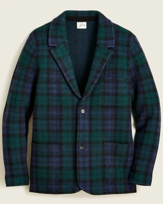 NUEVO CON ETIQUETAS Chaqueta de Vacaciones Blazer Tartán a Cuadros Negro Lana Merino Hervida Talla Mediana Foto 1 de 4