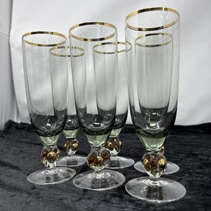 C608 Vintage Josef Stanik bola de oro amatista soplado a mano Cordial vasos Bohemia - Imagen 1 de 6