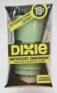 Vintage versiegelt neu im Karton Dixie Tasse Badezimmer Spender mit 25-3 Unzen Tassen hellgrün MCM - Bild 1 von 10