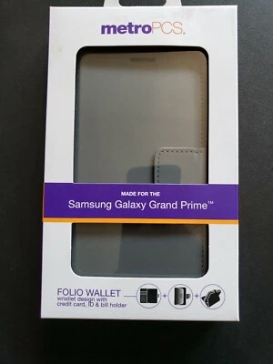 Folio Wallet Card Stand Case Cover Samsung Galaxy Grand Prime Charcoal - Image 1 of 4