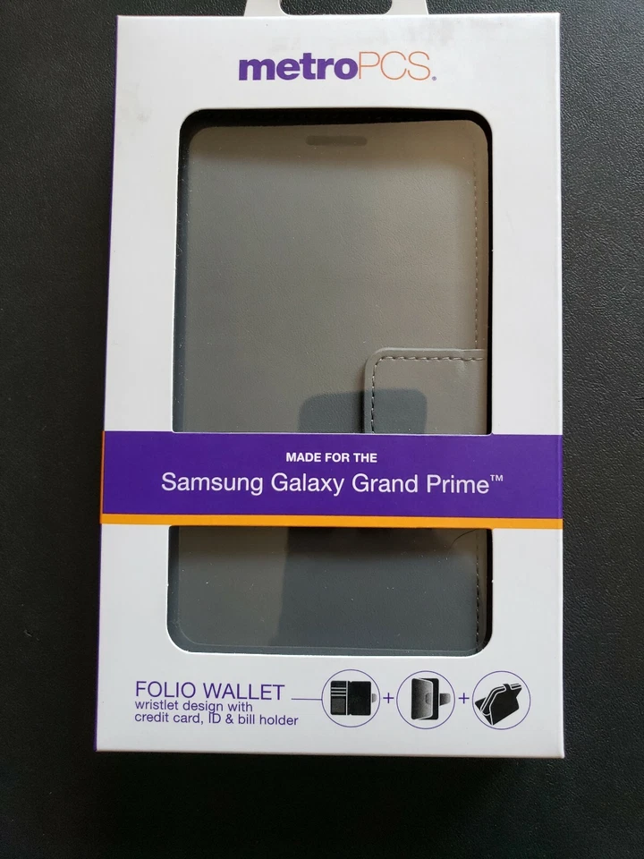 Folio Wallet Card Stand Case Cover Samsung Galaxy Grand Prime Charcoal - Image 1 of 4