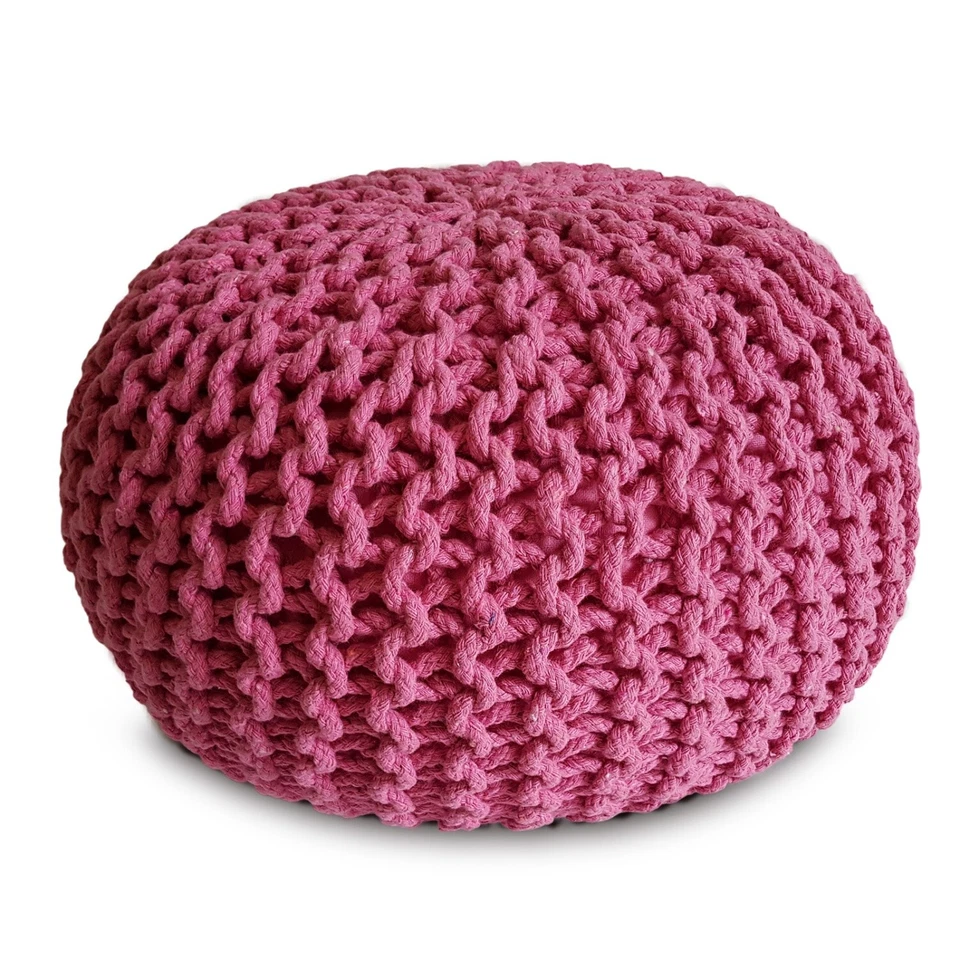 Strickhocker Pouf Ø45 o. 55cm Bodenkissen Sitzpouf XXL Baumwolle recycelt - Bild 1 von 4