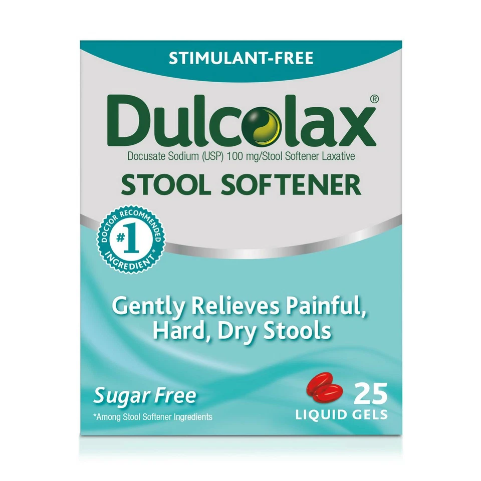 Dulcolax Stool Softener 25 Liquid Gels Sugar 50total Ship