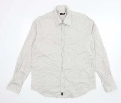 Strellson Para Hombre Beige Cuadros Poliéster Botones Talla 16.5 Botón Collar Foto 1 de 4