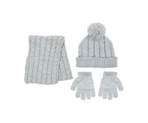 Berkshire Boys Gray Pom Beanie, Scarf and Gloves 3-Piece Set (One Size) - Picture 1 of 1