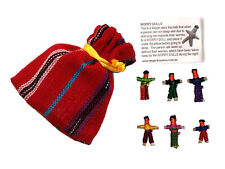 Worry Doll - 6 X MINI WORRY DOLLS in TEXTILE BAG - Red