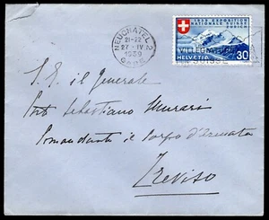 717 - Svizzera - 30 cent Esposizione Zurigo su busta per Italia, 27/04/1939 - Imagen 1 de 2