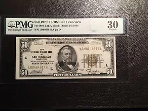 50.00 1929 Federal Reserve Bank Note San Francisco Fr1880L PMG 30 very fine - Picture 1 of 2