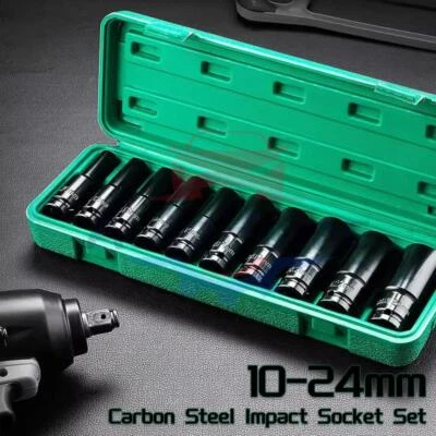 1/2" Deep Impact Socket Set Drive Long Reach Thin Wall Metric Sockets 10mm-24mm - Image 1 of 4