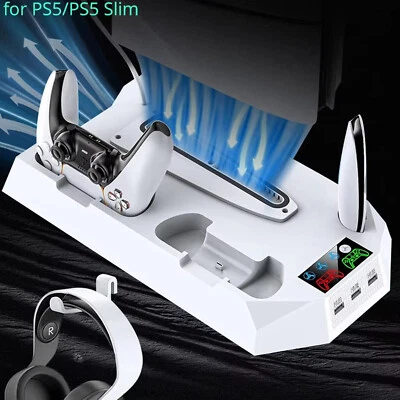 PS5 Slim Stand Cooling Fan Controller Dual Charger Station For PlayStation 5 PS5
