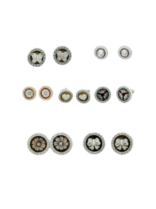 Orecchini in ARGENTO 925% di Cammeo da Donna e Cameo tondo con pietre zirconi - Picture 1 of 7