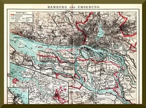 Hamburg +historischer Stadtplan 1902+ Altona,Karte,Elbe,Hafen,St.Pauli,Ottensen+ - Bild 1 von 2