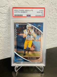 2020 PANINI ABSOLUTE #167 JUSTIN HERBERT RC CHARGERS PSA 10 GEM MINT - Picture 1 of 2
