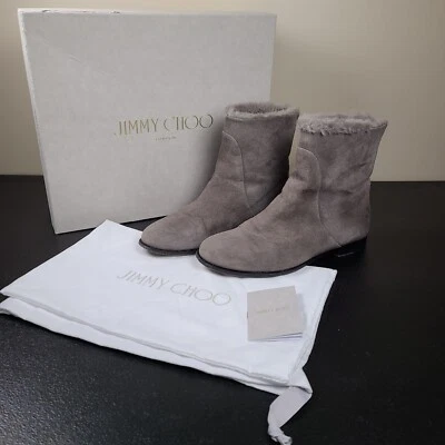 Botín Jimmy Choo de gamuza gris topo forrado de piel de oveja Mission - talla 36 1/2 UE Foto 1 de 4