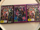 3x Monster High Dvds: Ghouls Rule / Freaky Fusion X2 Bonus Iron On Transfer