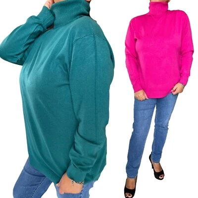 Dolcevita da donna maglione collo alto lana maglioncino maglia lupetto pullover - Immagine 1 di 4