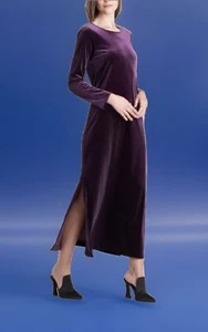 NEW! NATORI PURPLE VELVET GOWN/LOUNGER /LARGE/ MSRP $170 - Picture 1 of 6
