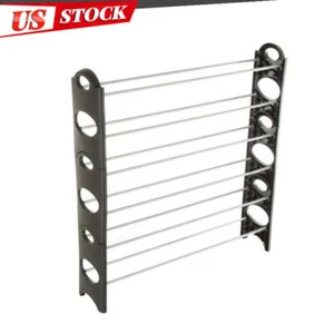 Home 6-Tier Stackable Shoe Rack Shoe Storage Organizer Holds 24 Pairs Black - Picture 1 of 4